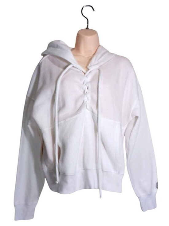 Free People Tops - Free People Movement Believe It Lace Up Oversize Crop Hoodie White Womens Sz M